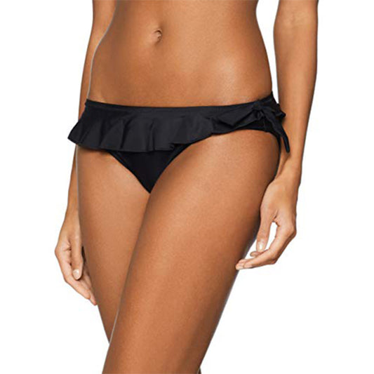 Slip Bikini Donna Con voulant Nero 28 (Ricondizionati A+)