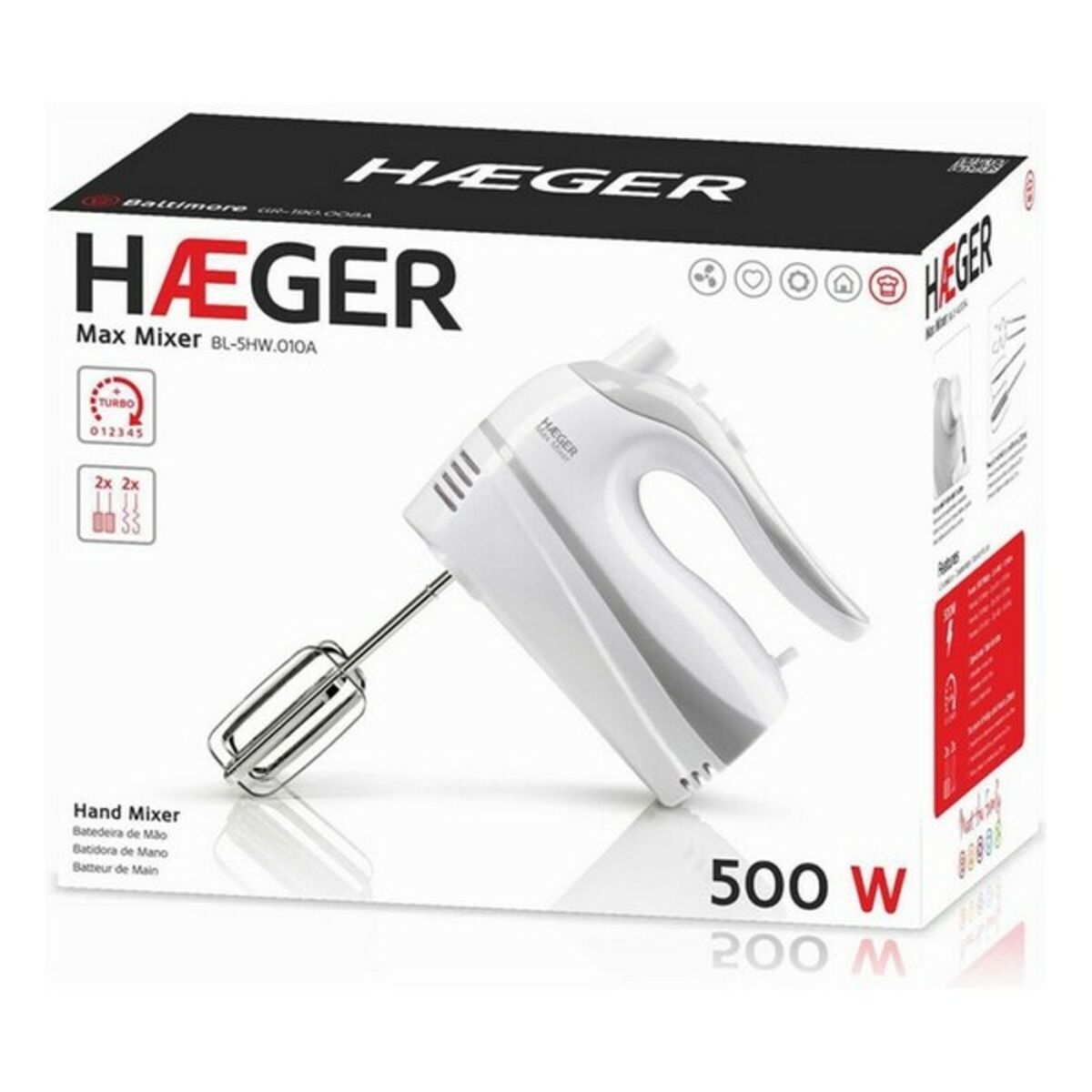 Sbattitore-Impastatrice Haeger Max Mixer 500 W