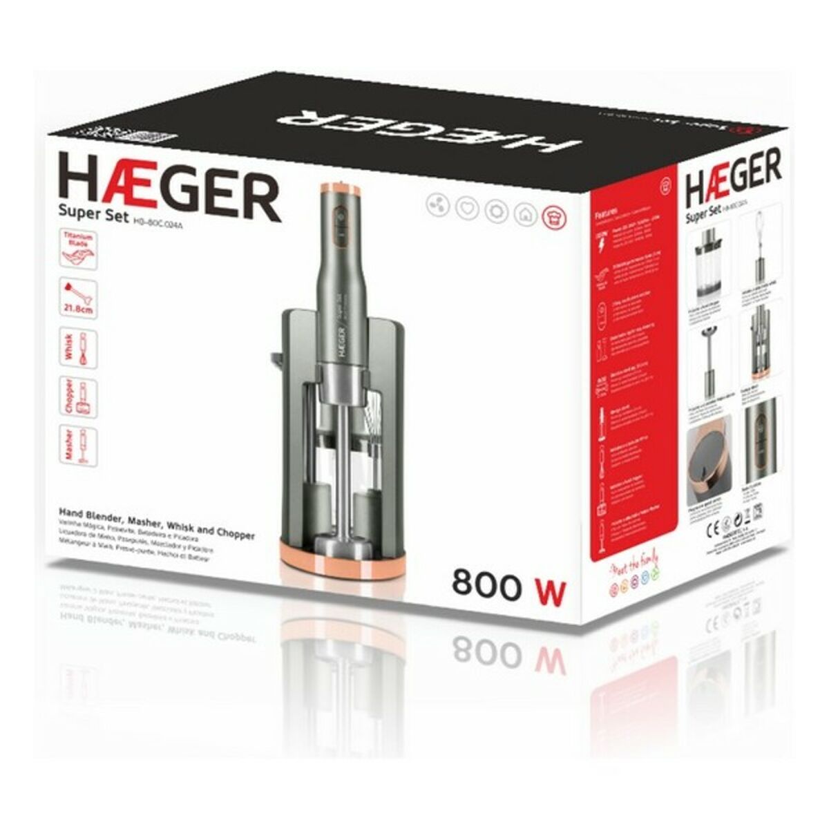 Frullatore ad Immersione Haeger Super Set Grigio 800 W