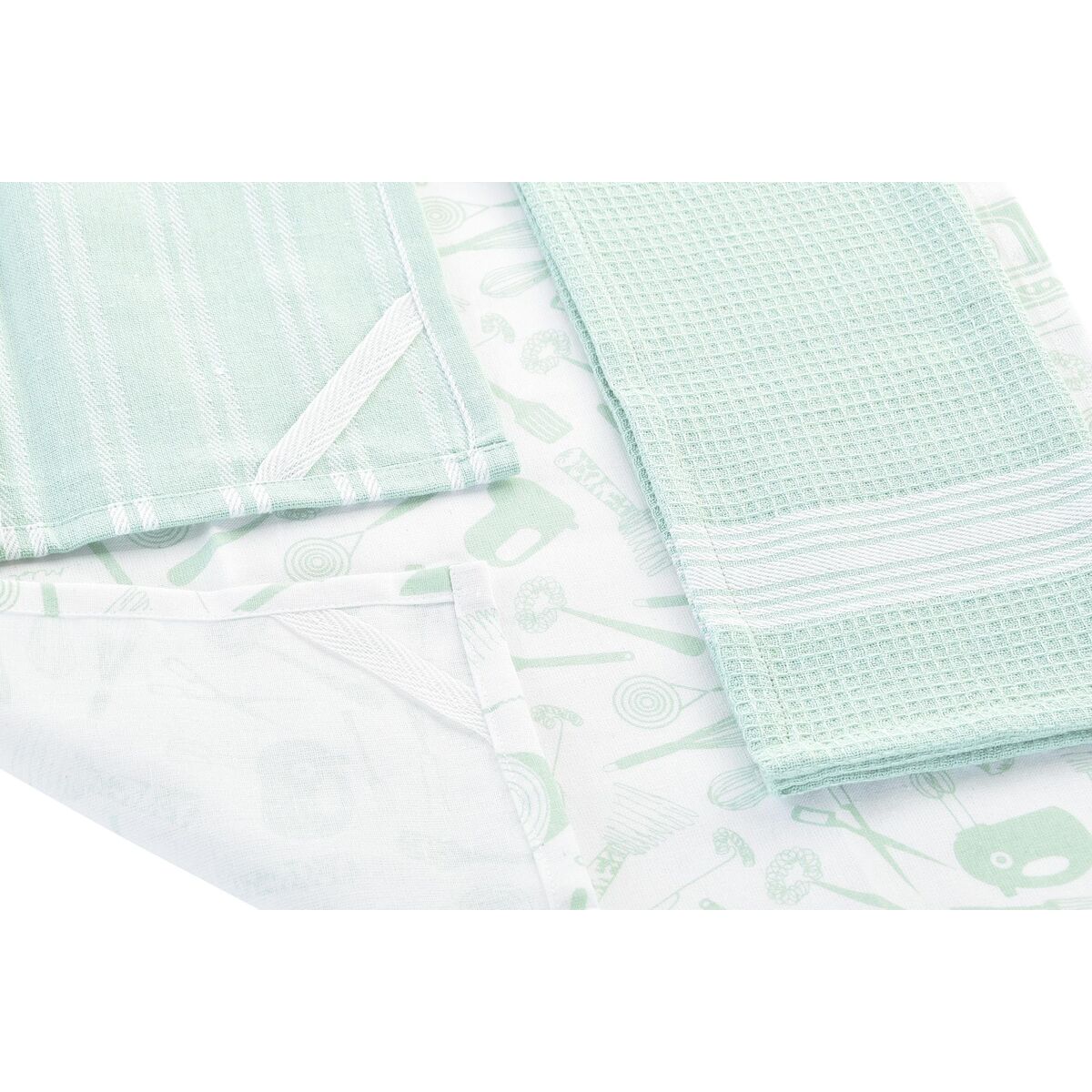 Set di Asciugamani da Cucina DKD Home Decor Marrone Cotone Verde (2 Unità) (60 x 0,5 x 40 cm)