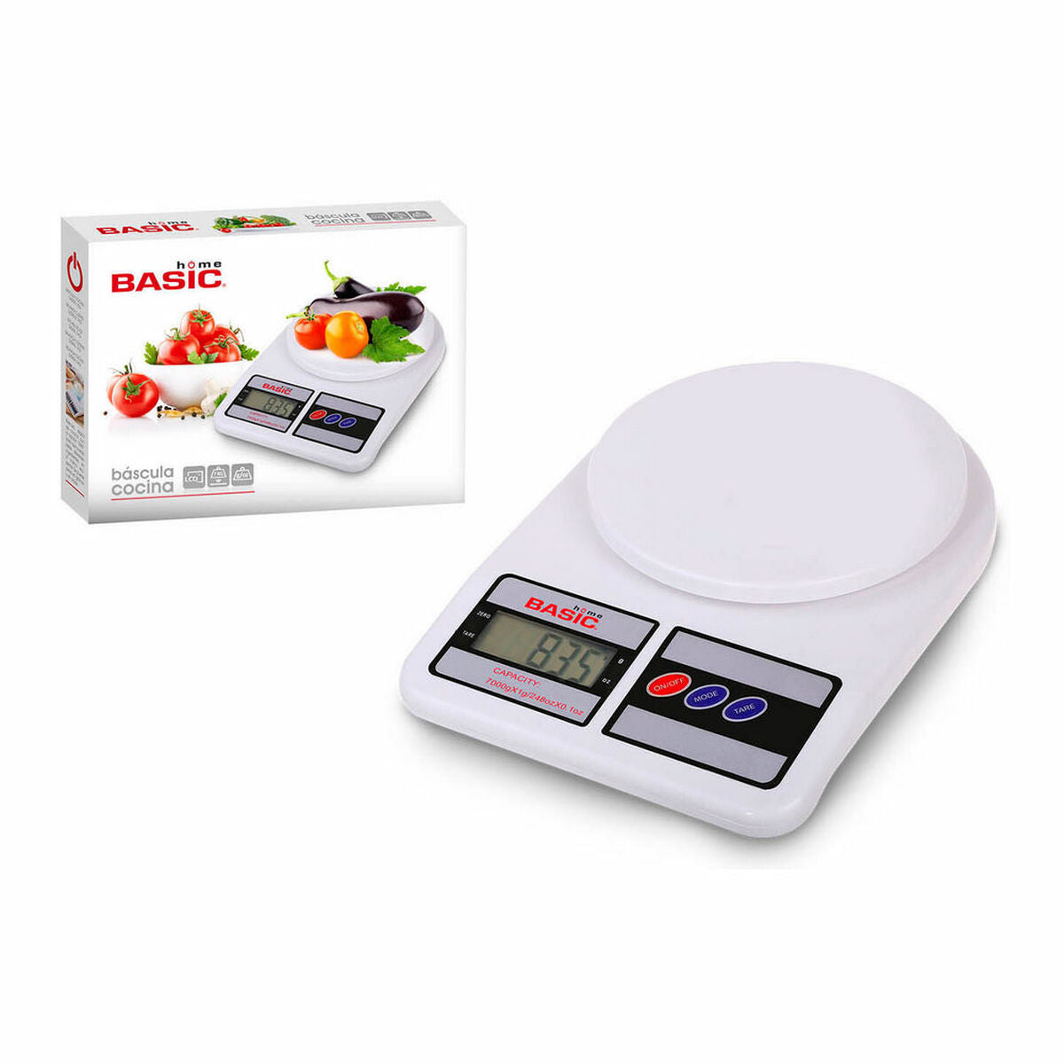 bilancia da cucina Basic Home Digitale LCD 7 kg Bianco (23 x 16 x 3,6 cm)