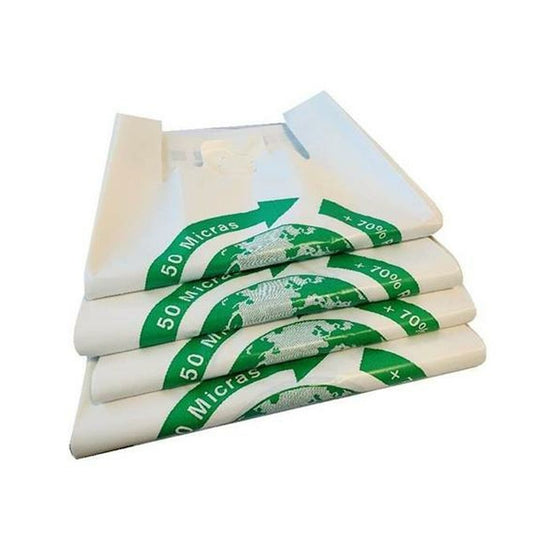 Shopping Bag Bianco Biodegradabile 50 x 60 cm (100 Unità)