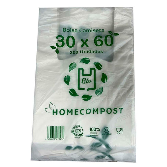 Shopping Bag Bianco Biodegradabile 200 Unità 30 x 60 cm